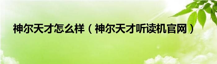 神尔天才怎么样（神尔天才听读机官网）