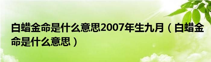 白蜡金命是什么意思2007年生九月（白蜡金命是什么意思）