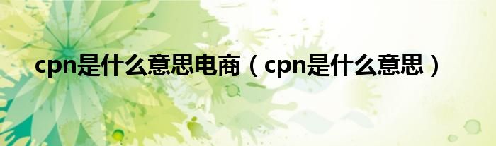 cpn是什么意思电商（cpn是什么意思）