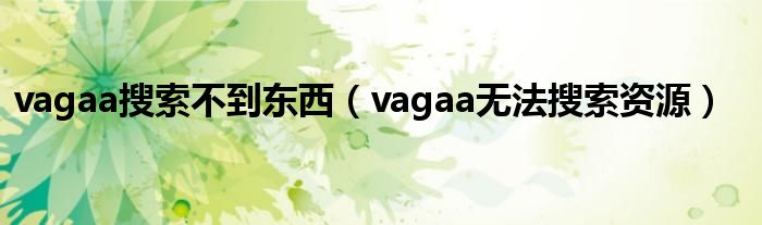 vagaa搜索不到东西（vagaa无法搜索资源）