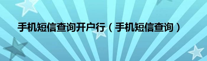 手机短信查询开户行（手机短信查询）