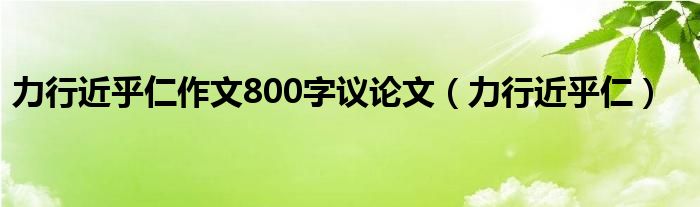 力行近乎仁作文800字议论文（力行近乎仁）