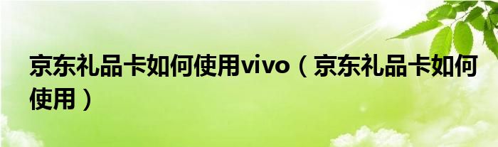 京东礼品卡如何使用vivo（京东礼品卡如何使用）