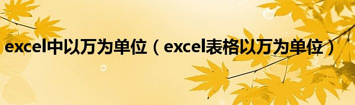 excel中以万为单位（excel表格以万为单位）