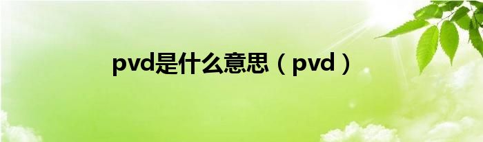 pvd是什么意思（pvd）