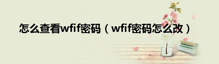 怎么查看wfif密码（wfif密码怎么改）