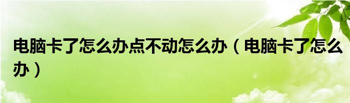 电脑卡了怎么办点不动怎么办（电脑卡了怎么办）