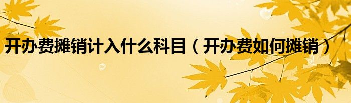 开办费摊销计入什么科目（开办费如何摊销）