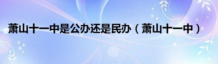 萧山十一中是公办还是民办（萧山十一中）