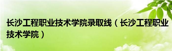 长沙工程职业技术学院录取线（长沙工程职业技术学院）