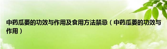 中药瓜蒌的功效与作用及食用方法禁忌（中药瓜蒌的功效与作用）