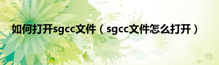 如何打开sgcc文件（sgcc文件怎么打开）