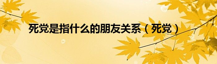 死党是指什么的朋友关系（死党）