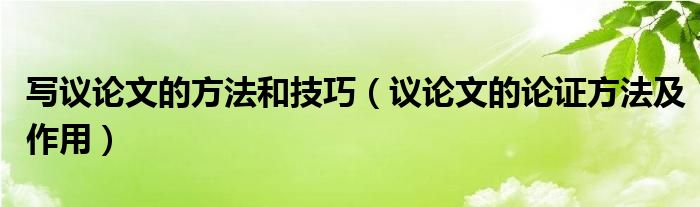 写议论文的方法和技巧（议论文的论证方法及作用）