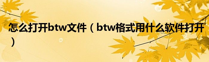 怎么打开btw文件（btw格式用什么软件打开）