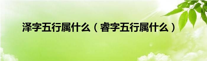 泽字五行属什么（睿字五行属什么）