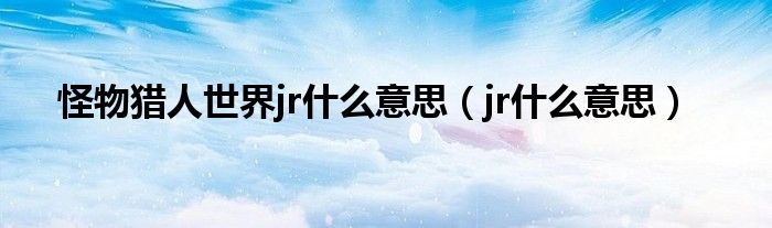 怪物猎人世界jr什么意思（jr什么意思）