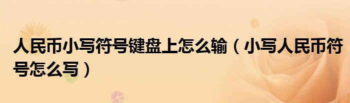 人民币小写符号键盘上怎么输（小写人民币符号怎么写）