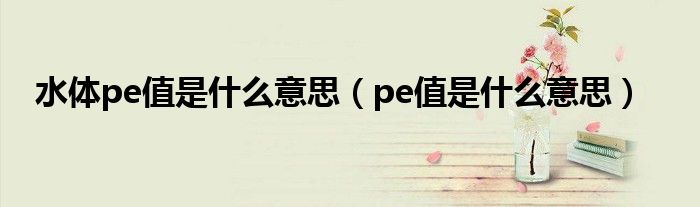 水体pe值是什么意思（pe值是什么意思）