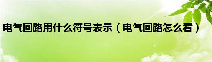 电气回路用什么符号表示（电气回路怎么看）