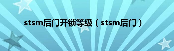 stsm后门开锁等级（stsm后门）