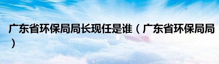 广东省环保局局长现任是谁（广东省环保局局）