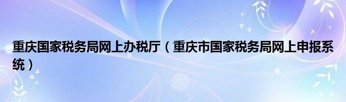 重庆国家税务局网上办税厅（重庆市国家税务局网上申报系统）