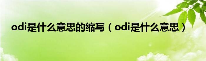 odi是什么意思的缩写（odi是什么意思）