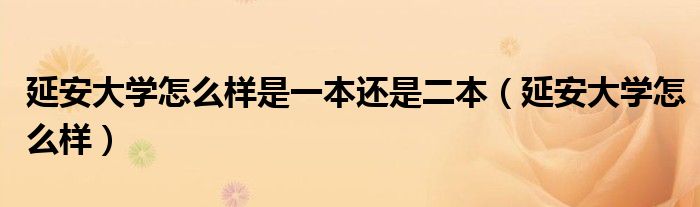 延安大学怎么样是一本还是二本（延安大学怎么样）