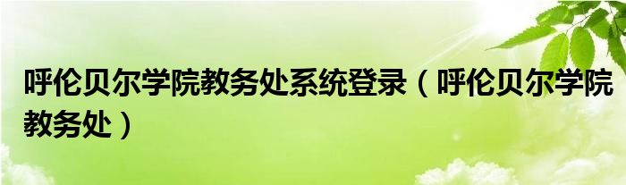 呼伦贝尔学院教务处系统登录（呼伦贝尔学院教务处）