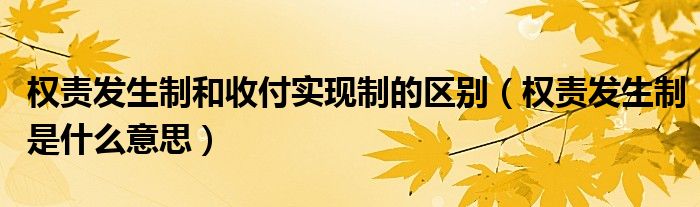 权责发生制和收付实现制的区别（权责发生制是什么意思）