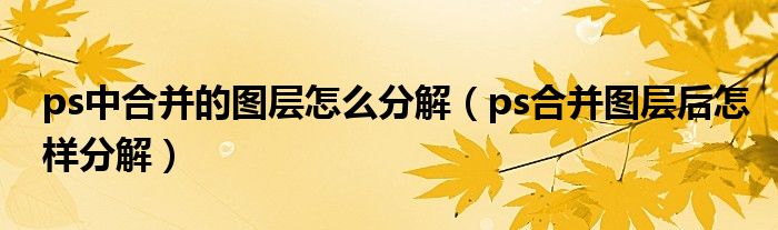 ps中合并的图层怎么分解（ps合并图层后怎样分解）