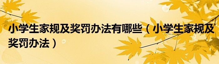 小学生家规及奖罚办法有哪些（小学生家规及奖罚办法）