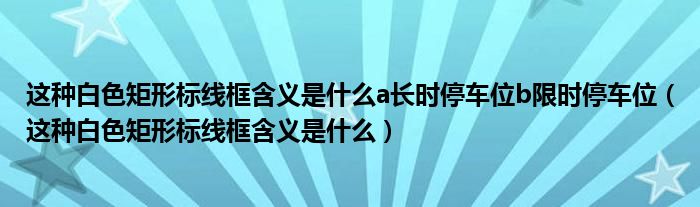 这种白色矩形标线框含义是什么a长时停车位b限时停车位（这种白色矩形标线框含义是什么）