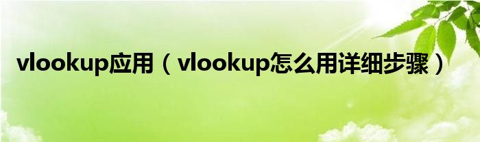 vlookup应用（vlookup怎么用详细步骤）