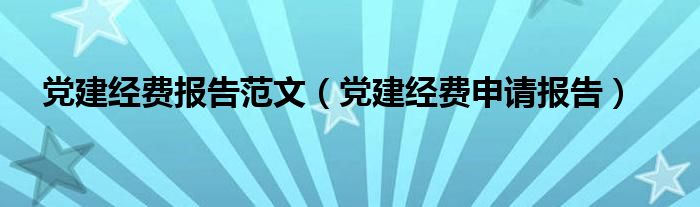 党建经费报告范文（党建经费申请报告）