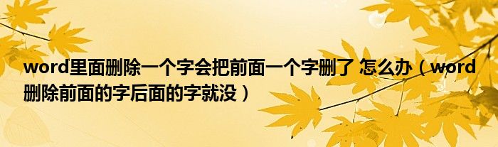 word里面删除一个字会把前面一个字删了 怎么办（word删除前面的字后面的字就没）