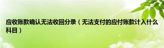 应收账款确认无法收回分录（无法支付的应付账款计入什么科目）