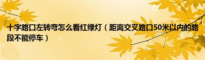 十字路口左转弯怎么看红绿灯（距离交叉路口50米以内的路段不能停车）