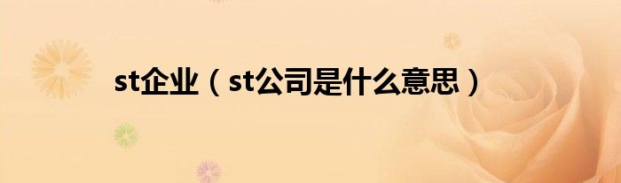 st企业（st公司是什么意思）