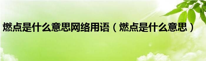 燃点是什么意思网络用语（燃点是什么意思）