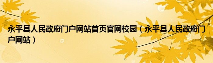 永平县人民政府门户网站首页官网校园（永平县人民政府门户网站）