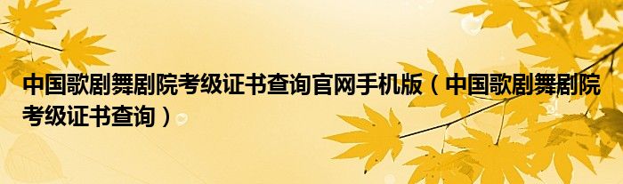 中国歌剧舞剧院考级证书查询官网手机版（中国歌剧舞剧院考级证书查询）