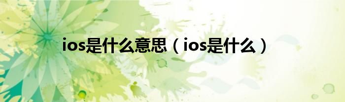 ios是什么意思（ios是什么）