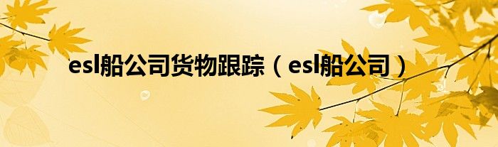 esl船公司货物跟踪（esl船公司）