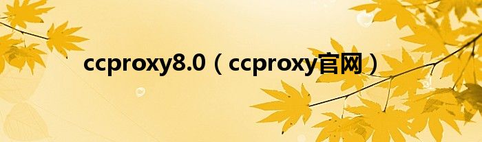 ccproxy8.0（ccproxy官网）