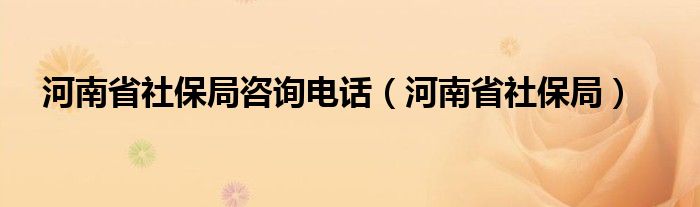 河南省社保局咨询电话（河南省社保局）