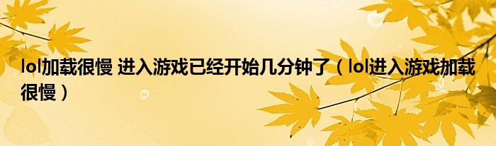 lol加载很慢 进入游戏已经开始几分钟了（lol进入游戏加载很慢）