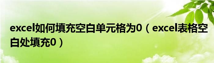 excel如何填充空白单元格为0（excel表格空白处填充0）