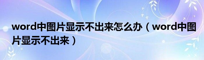 word中图片显示不出来怎么办（word中图片显示不出来）